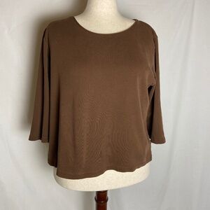 Brown Coldwater Creek 3/4 Sleeve T-Shirt Size XL